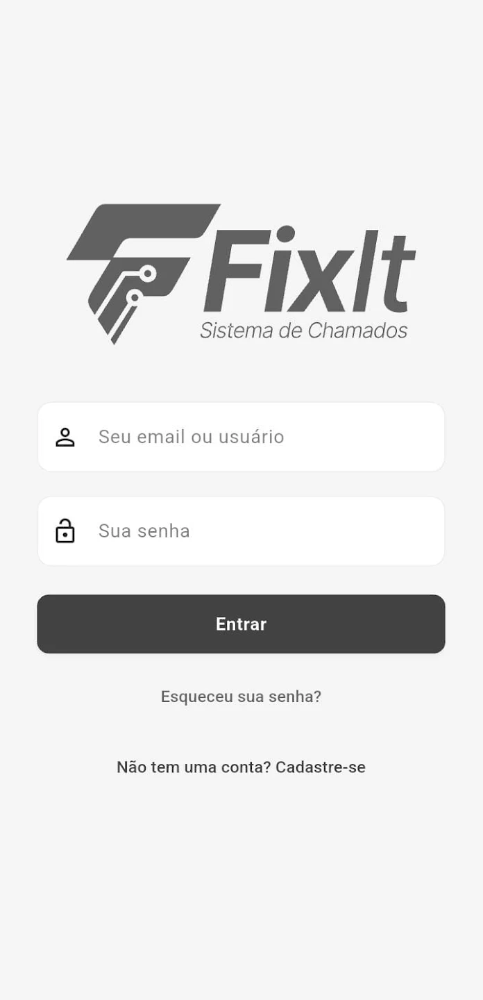 Tela de acesso do aplicativo FixIT